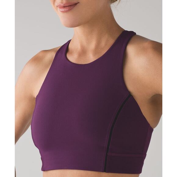 LULULEMON Simply Bare Bra Darkest Magenta (purple) / Black - Size Small / 8 - Picture 2 of 11